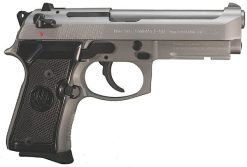 Beretta 92 FS Compact Pistol J90C9F20, 9mm, 4.25 in, Black Synthetic Grip, Stainless Finish, 13 Rd