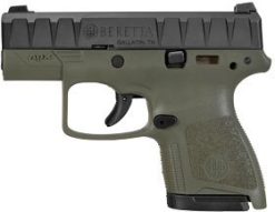 Beretta APX Carry Semi-Auto Pistol JAXN92007, 9mm, 3.07″, OD Green Synthetic Grip, Black Finish, 6 Rds