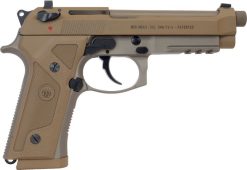 Beretta M9 Italy Type F Pistol J92M9A3, 9mm Luger, 3.54″, FDE Rubber Grip, Black finish, 10 Rds