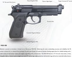 Beretta 92G-SD Special Duty Pistol J92GSD1M, 9mm, 4.9″, Black Synthetic Grips, Black Finish, 15 Rd